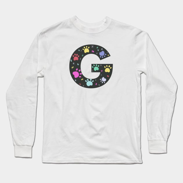 G letter  with colorful paw print Long Sleeve T-Shirt by GULSENGUNEL